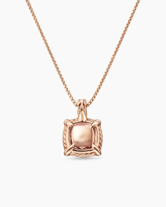 Chatelaine Pav Bezel Pendant Necklace In 18K Rose Gold With Morganite And Diamonds 9mm Women David Yurman Pendant Chatelaine Pav Bezel Pendant Necklace In 18K Rose Gold With Morganite And Diamonds 9mm Women David Yurman Pendant