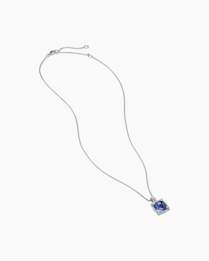 Chatelaine Pav Bezel Pendant Necklace In 18K White Gold With Tanzanite And Diamonds 9mm Women David Yurman Pendant Chatelaine Pav Bezel Pendant Necklace In 18K White Gold With Tanzanite And Diamonds 9mm Women David Yurman Pendant