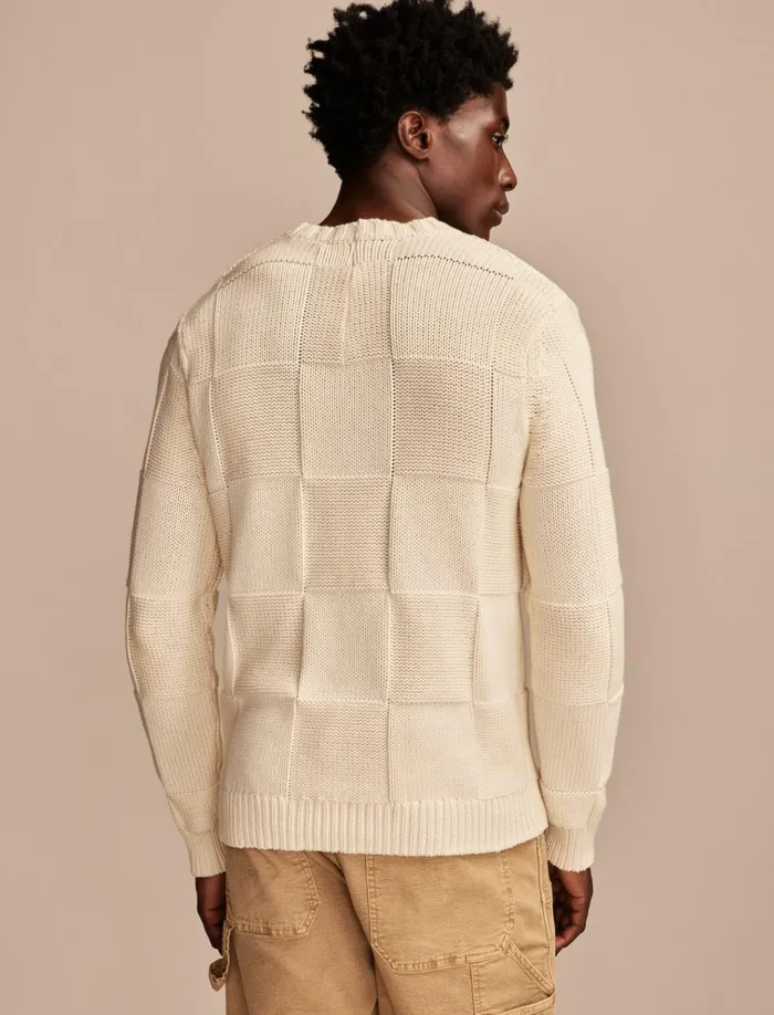 Check Stitch Crew Neck Sweater Tofu Men Lucky Brand Sweaters