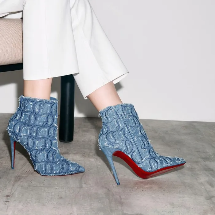 Christian Louboutin Boots Women So Kate Booty Toile Denim Brod 100 Mm Low Boots 8211 Denim Embroidered 8211 Denim Christian Louboutin Boots Women So Kate Booty Toile Denim Brod 100 Mm Low Boots 8211 Denim Embroidered 8211 Denim