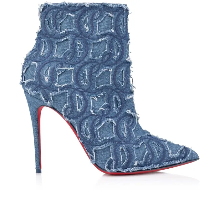 Christian Louboutin Boots Women So Kate Booty Toile Denim Brod 100 Mm Low Boots 8211 Denim Embroidered 8211 Denim