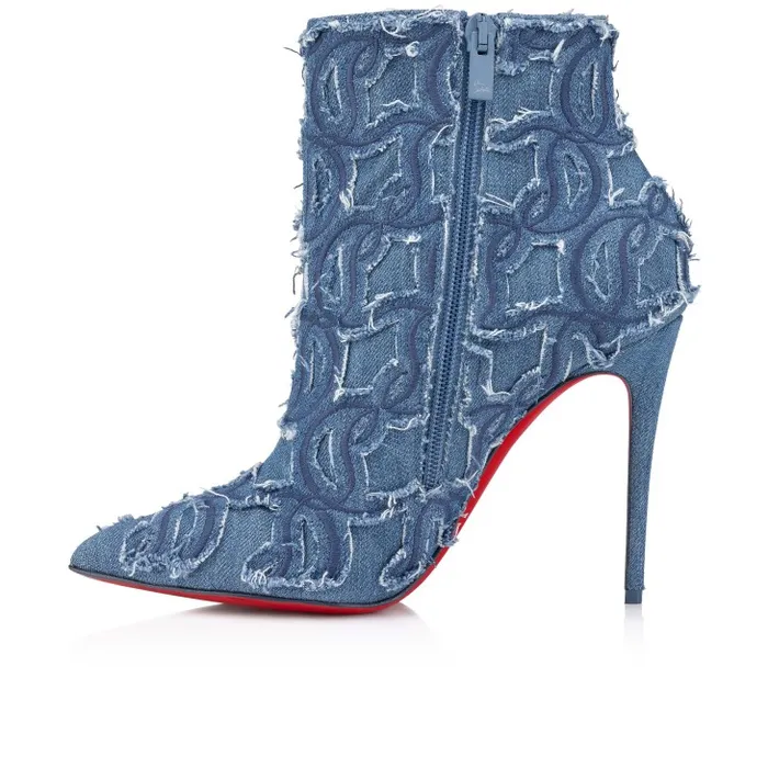 Christian Louboutin Boots Women So Kate Booty Toile Denim Brod 100 Mm Low Boots 8211 Denim Embroidered 8211 Denim