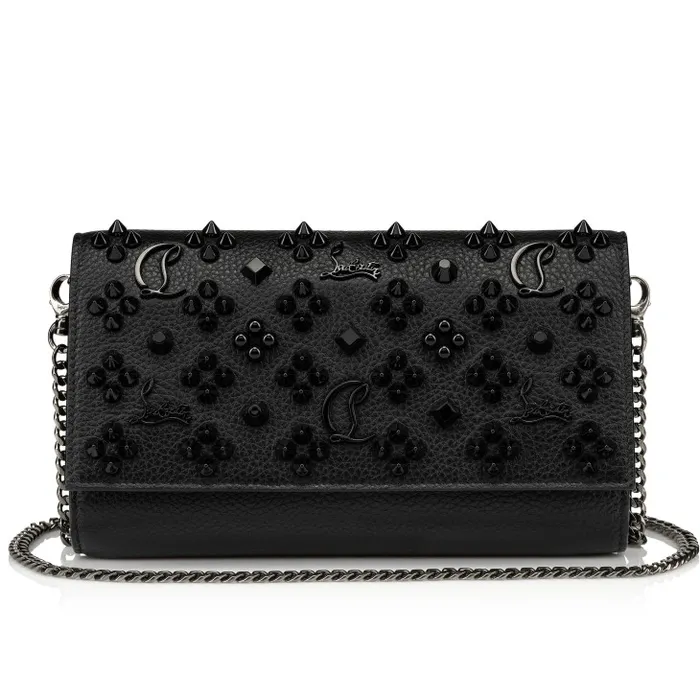 Christian Louboutin Crossbody Bags Women Paloma Wallet On Chain 8211 Grained Calf Leather And Spikes Loubinthesky 8211 Black