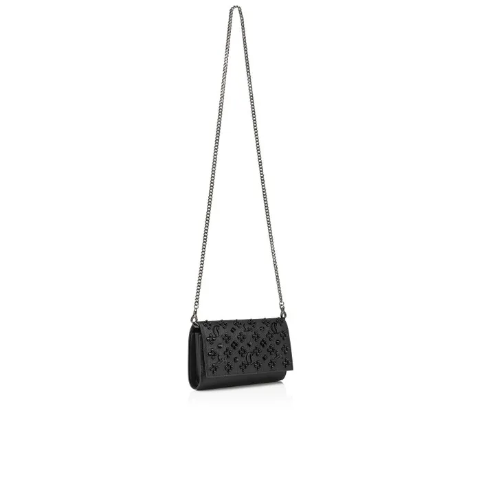 Christian Louboutin Crossbody Bags Women Paloma Wallet On Chain 8211 Grained Calf Leather And Spikes Loubinthesky 8211 Black