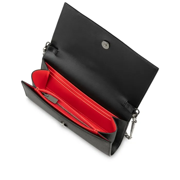 Christian Louboutin Crossbody Bags Women Paloma Wallet On Chain 8211 Grained Calf Leather And Spikes Loubinthesky 8211 Black