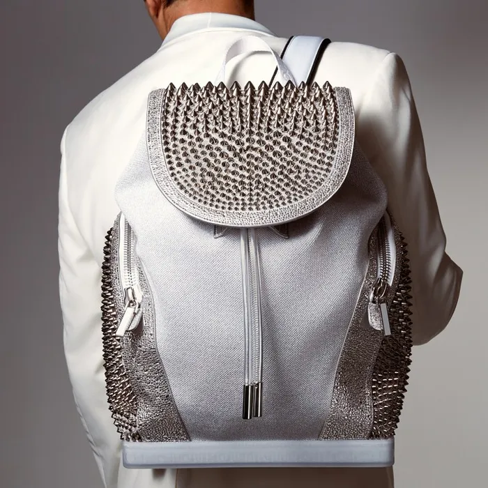 Christian Louboutin Crossbody Bags Men Explorafunk Backpack 8211 Calf Leather Glitter And Suede 8211 White Christian Louboutin Crossbody Bags Men Explorafunk Backpack 8211 Calf Leather Glitter And Suede 8211 White