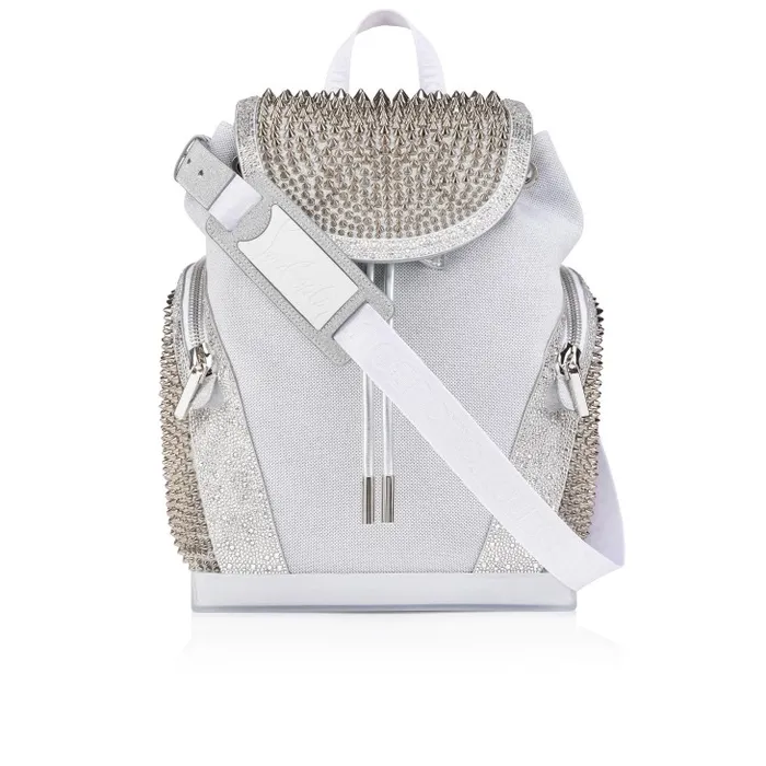 Christian Louboutin Crossbody Bags Men Explorafunk Backpack 8211 Calf Leather Glitter And Suede 8211 White