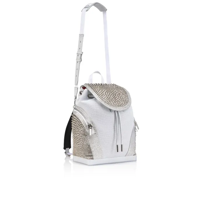 Christian Louboutin Crossbody Bags Men Explorafunk Backpack 8211 Calf Leather Glitter And Suede 8211 White