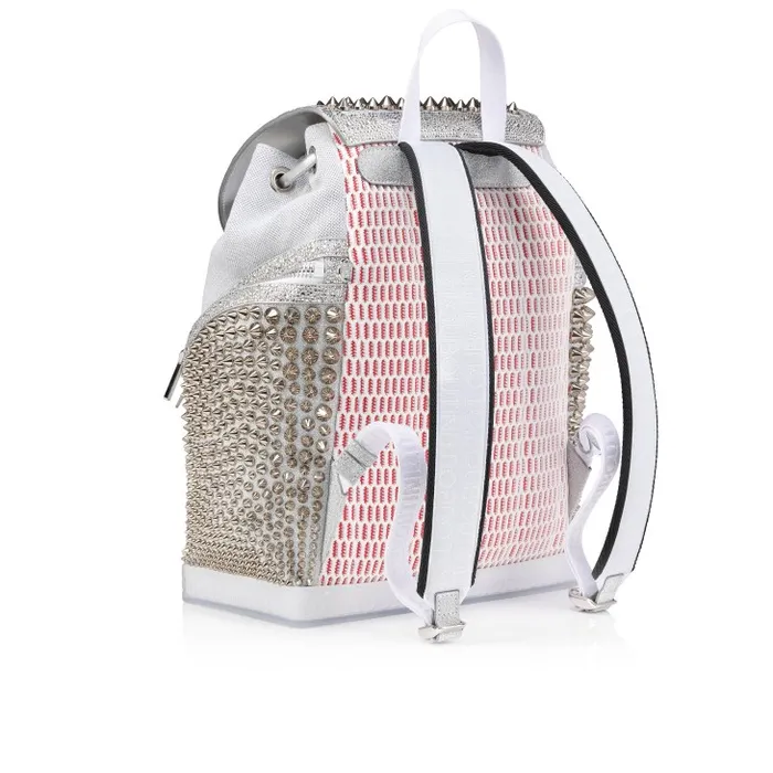 Christian Louboutin Crossbody Bags Men Explorafunk Backpack 8211 Calf Leather Glitter And Suede 8211 White