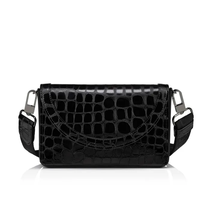 Christian Louboutin Crossbody Bags MenWomen Explorafunk Chain Wallet 8211 Alligator Embossed Calf Leather 8211 Black