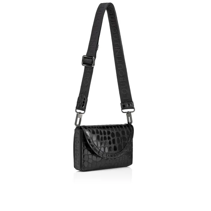Christian Louboutin Crossbody Bags MenWomen Explorafunk Chain Wallet 8211 Alligator Embossed Calf Leather 8211 Black