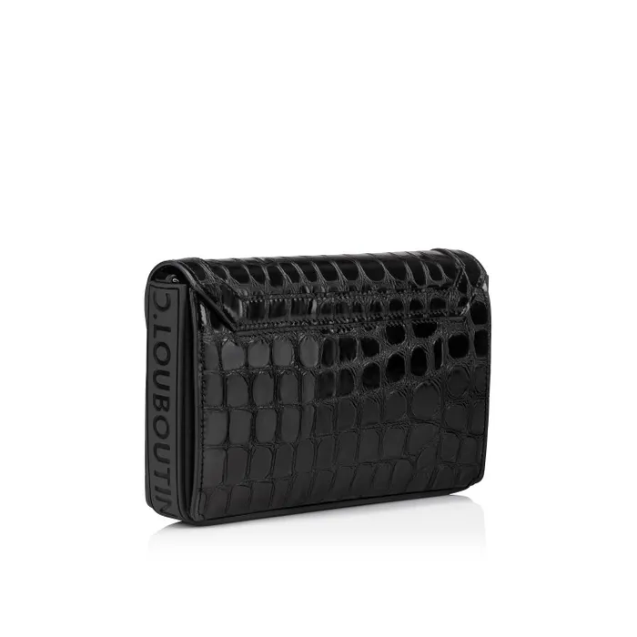 Christian Louboutin Crossbody Bags MenWomen Explorafunk Chain Wallet 8211 Alligator Embossed Calf Leather 8211 Black