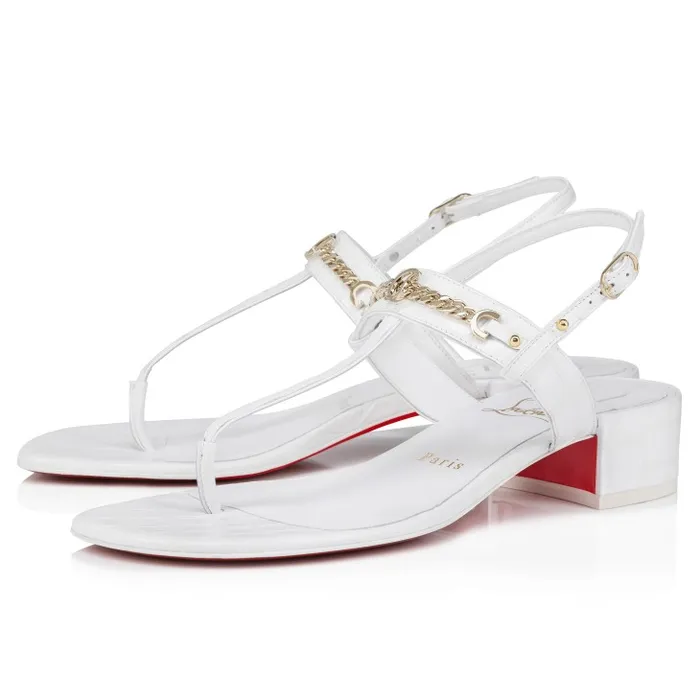 Christian Louboutin Flats and Loafers Women MJ Thong 25 Mm Mules 8211 Alligator Embossed Calf Leather 8211 White