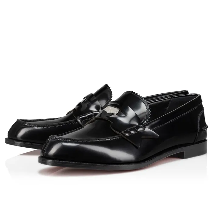 Christian Louboutin Flats and Loafers Women Penny Loafers 8211 Abrasivato Calf Leather 8211 Black