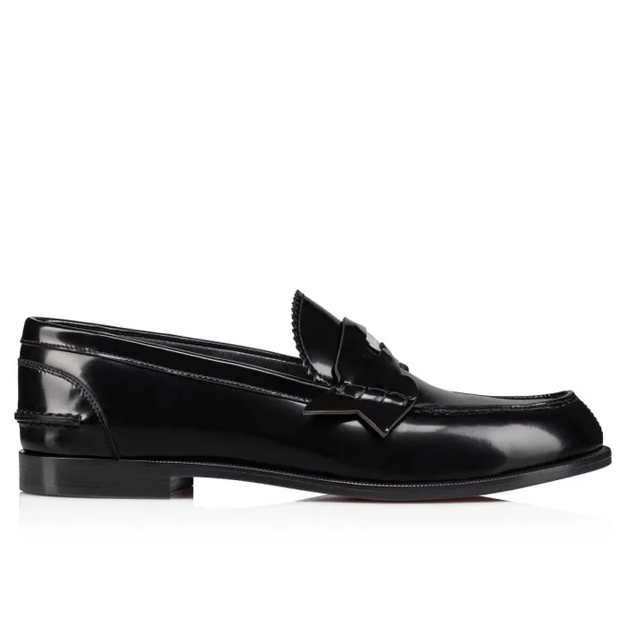 Christian Louboutin Flats and Loafers Women Penny Loafers 8211 Abrasivato Calf Leather 8211 Black