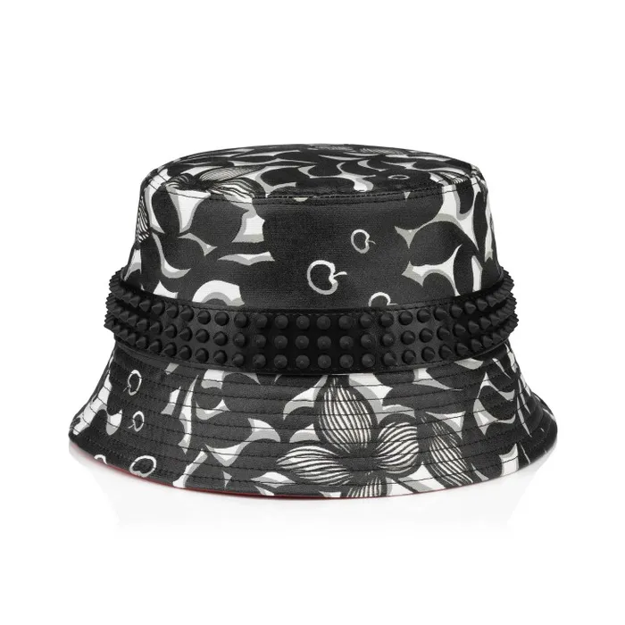 Christian Louboutin Hats WomenMen Bobino Spikes Bucket Hat 8211 Petunia Printed Cotton And Spikes 8211 Black