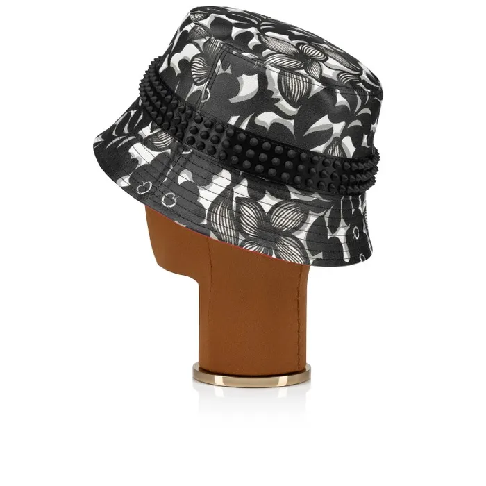 Christian Louboutin Hats WomenMen Bobino Spikes Bucket Hat 8211 Petunia Printed Cotton And Spikes 8211 Black