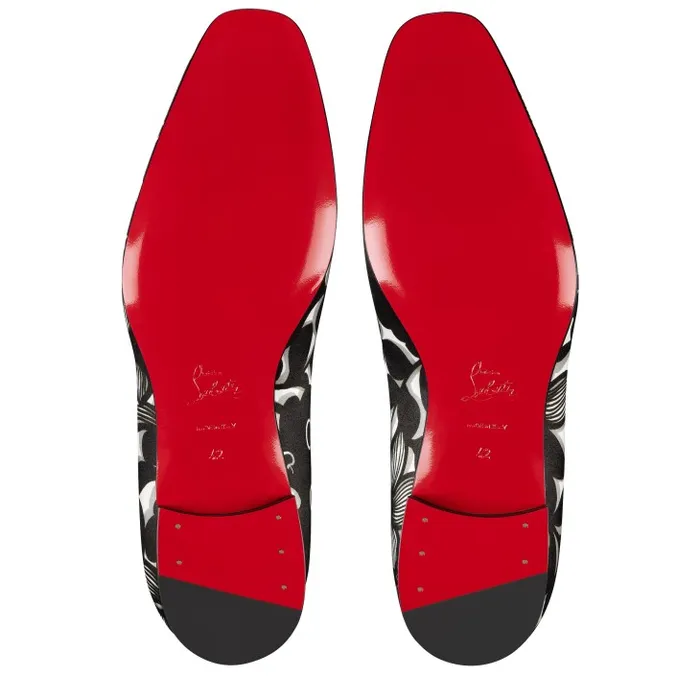 Christian Louboutin Loafers and Moccasins Men Dandelion Loafers 8211 Petunia Printed Crepe Satin 8211 Black
