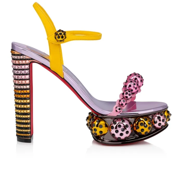 Christian Louboutin Platforms Women Atmospherica Strass Aftersun 130 Mm Sandals 8211 Aftersun Printed Nappa Leather 8211 Multicolor