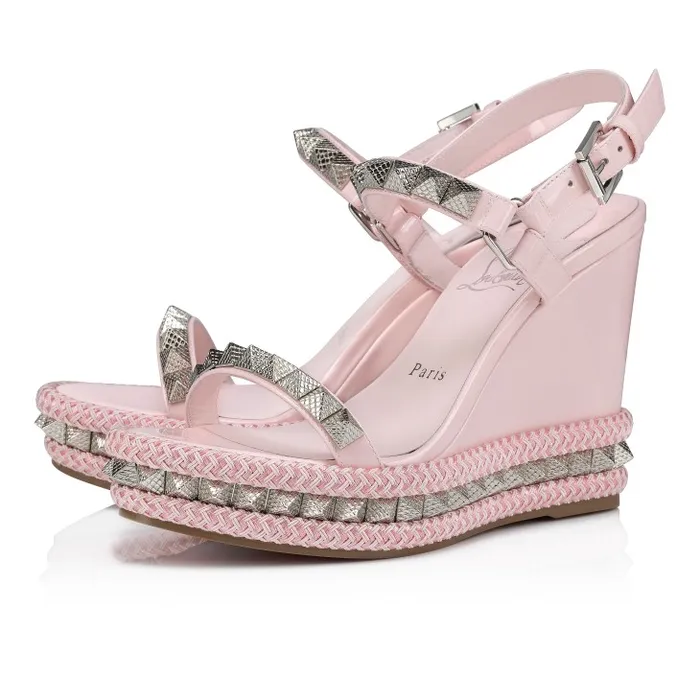 Christian Louboutin Platforms Women Pyraclou 110 Mm Espadrilles 8211 Patent Calf Leather 8211 Poupe