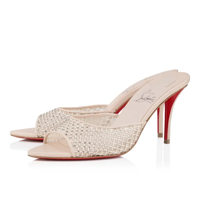Christian Louboutin Sandals and Slides Women Apostropha Mule Mesh Strass 80 Mm Mules 8211 Mesh Nappa Leather And Strass 8211 Leche