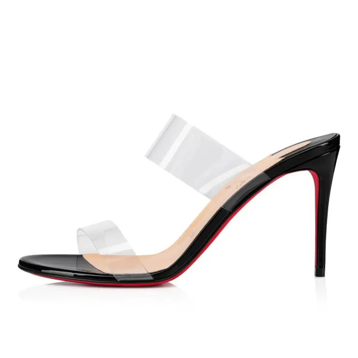 Christian Louboutin Sandals and Slides Women Just Nothing 85 Mm Sandals 8211 PVC And Patent Calf 8211 Black