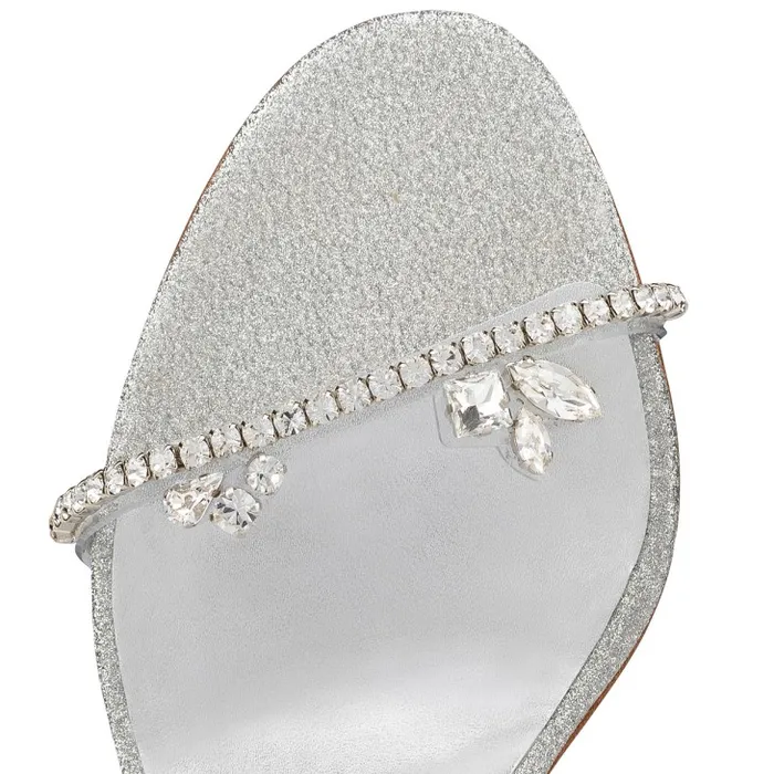 Christian Louboutin Sandals and Slides Women Just Queen 70 Mm Sandals 8211 Glittered Calf Leather And PVC 8211 Silver
