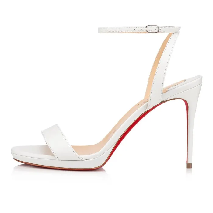 Christian Louboutin Sandals and Slides Women Loubi Queen 100 Mm Sandals 8211 Nappa Leather 8211 Bianco