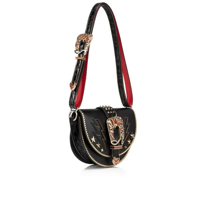 Christian Louboutin Shoulder Bags Women Giddy Crossbody Bag 8211 Nappa Leather And Alligator Embossed Calf Leather 8211 Black