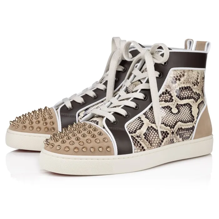 Christian Louboutin Sneakers Men Lou Spikes Orlato Hightop Sneakers 8211 Veau Velours Patent Calf Leather Snake Printed And Spikes 8211 Saharienne Christian Louboutin Sneakers Men Lou Spikes Orlato Hightop Sneakers 8211 Veau Velours Patent Calf Leather Snake Printed And Spikes 8211 Saharienne