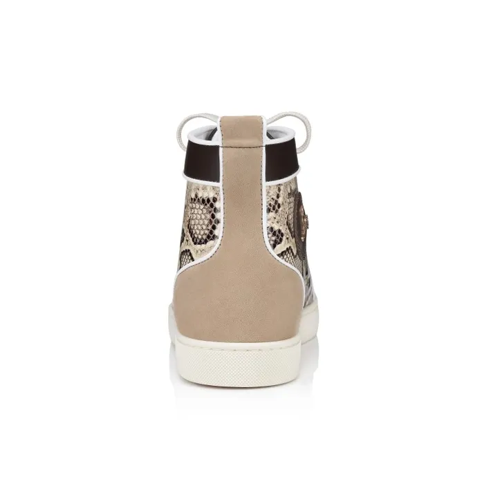 Christian Louboutin Sneakers Men Lou Spikes Orlato Hightop Sneakers 8211 Veau Velours Patent Calf Leather Snake Printed And Spikes 8211 Saharienne