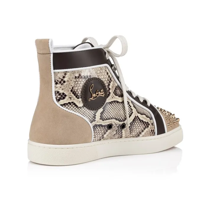 Christian Louboutin Sneakers Men Lou Spikes Orlato Hightop Sneakers 8211 Veau Velours Patent Calf Leather Snake Printed And Spikes 8211 Saharienne