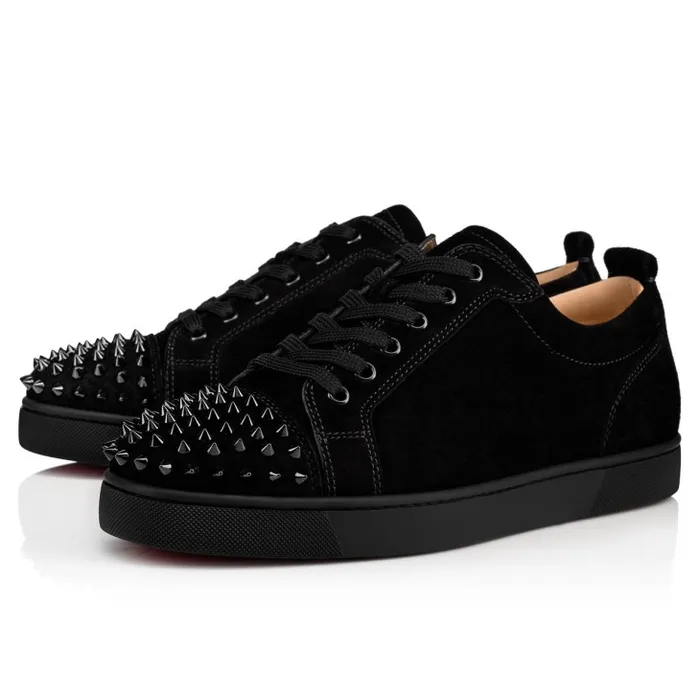 Christian Louboutin Sneakers Men Louis Junior Spikes Sneakers 8211 Veau Velours 8211 Black