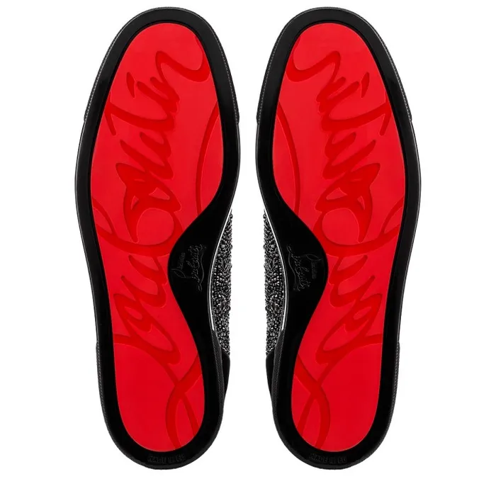Christian Louboutin Sneakers Men Louis Junior Strass Sneakers 8211 Suede Calf And Strass 8211 Black