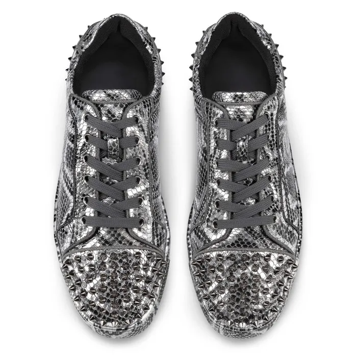Christian Louboutin Sneakers Men Seavaste 2 Sneakers 8211 Snake Printed Calf Leather And Spikes 8211 Silver