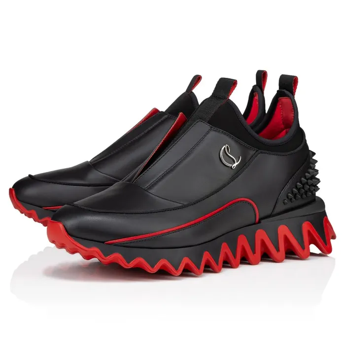 Christian Louboutin Sneakers Men Sharkyloub SP Spikes Sneakers 8211 Calf Leather Neoprene And Spikes 8211 Black