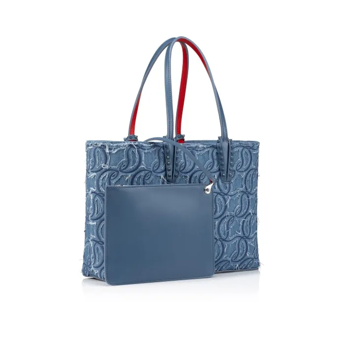 Christian Louboutin Totes Women Cabata Small Tote Bag 8211 Denim Embroidered 8211 Blue