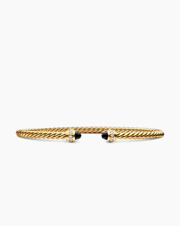 Classic Cablespira Bracelet In 18K Yellow Gold With Diamonds 3mm Women David Yurman Cuff Classic Cablespira Bracelet In 18K Yellow Gold With Diamonds 3mm Women David Yurman Cuff