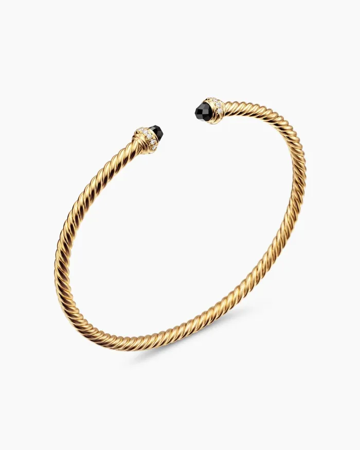 Classic Cablespira Bracelet In 18K Yellow Gold With Diamonds 3mm Women David Yurman Cuff Classic Cablespira Bracelet In 18K Yellow Gold With Diamonds 3mm Women David Yurman Cuff