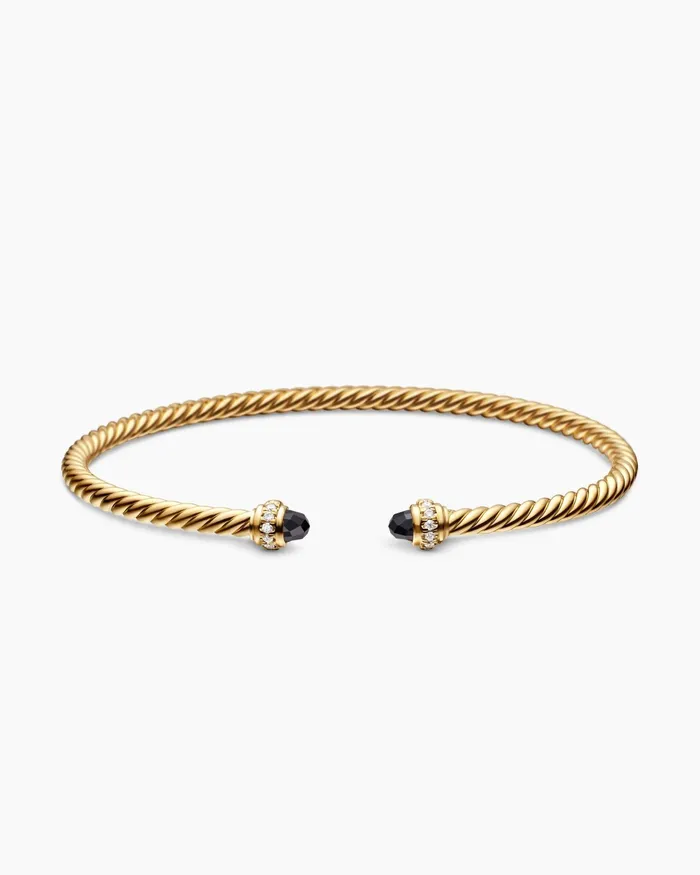 Classic Cablespira Bracelet In 18K Yellow Gold With Diamonds 3mm Women David Yurman Cuff Classic Cablespira Bracelet In 18K Yellow Gold With Diamonds 3mm Women David Yurman Cuff