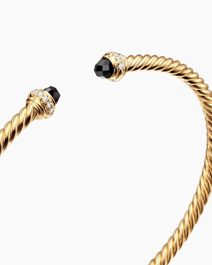 Classic Cablespira Bracelet In 18K Yellow Gold With Diamonds 3mm Women David Yurman Cuff Classic Cablespira Bracelet In 18K Yellow Gold With Diamonds 3mm Women David Yurman Cuff