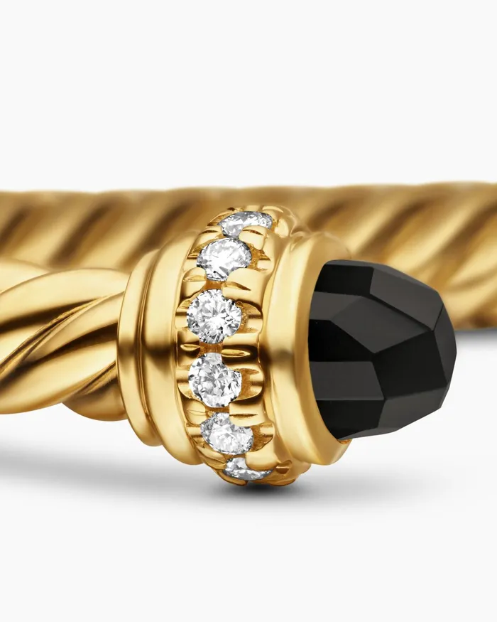 Classic Cablespira Bracelet In 18K Yellow Gold With Diamonds 3mm Women David Yurman Cuff Classic Cablespira Bracelet In 18K Yellow Gold With Diamonds 3mm Women David Yurman Cuff