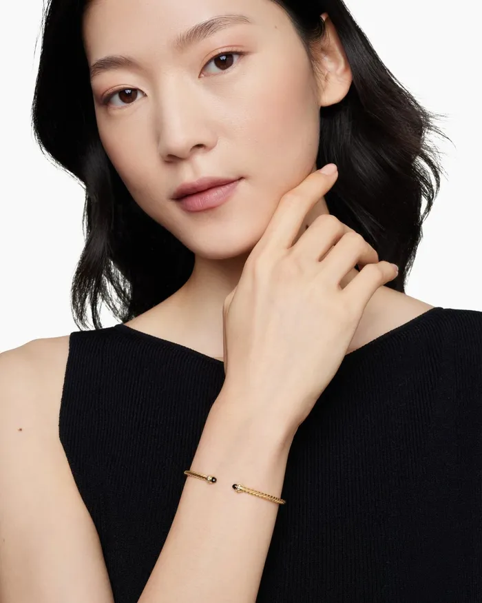 Classic Cablespira Bracelet In 18K Yellow Gold With Diamonds 3mm Women David Yurman Cuff Classic Cablespira Bracelet In 18K Yellow Gold With Diamonds 3mm Women David Yurman Cuff
