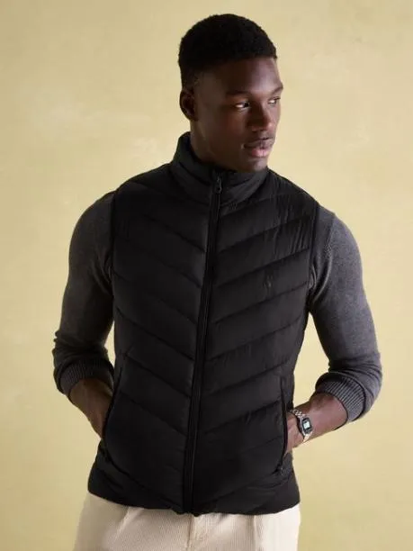 Coats and Jackets Men Joules Black Showerproof Padded Gilet