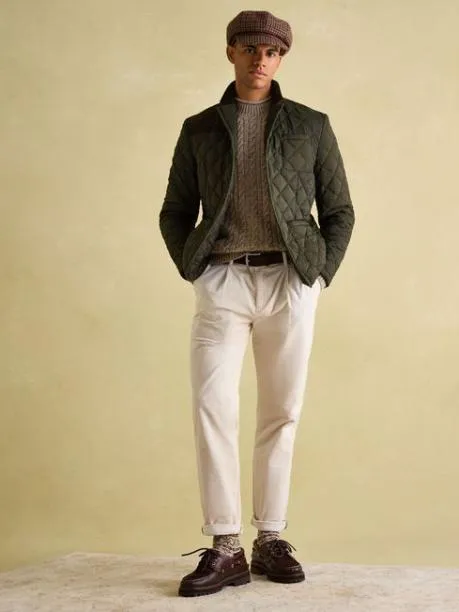 Coats and Jackets Men Joules Green Diamond Quilted Blazer