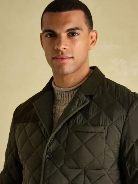 Coats and Jackets Men Joules Green Diamond Quilted Blazer