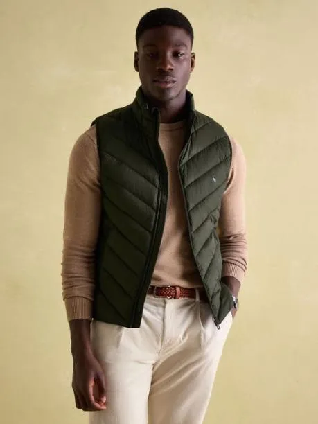 Coats and Jackets Men Joules Green Showerproof Padded Gilet