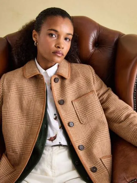 Coats and Jackets Women Joules Check Tweed Jacket