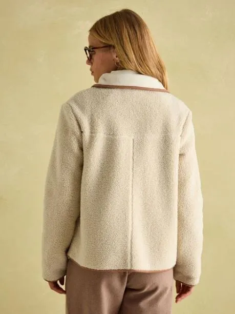 Coats and Jackets Women Joules Cream Button Down Fleece Jacket