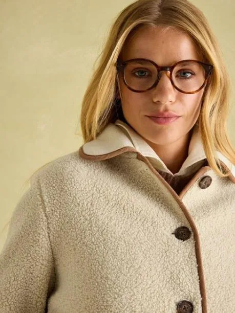 Coats and Jackets Women Joules Cream Button Down Fleece Jacket